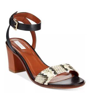 Cole Haan Cambon City Block Heel Sandals Snakeskin Leather Summer Black & Brown